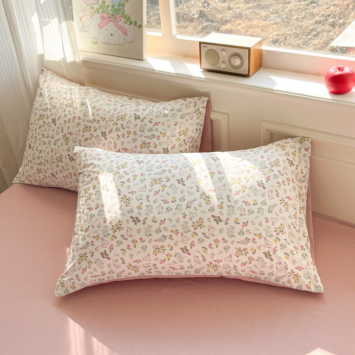 91家纺网 家纺一手货源 找家纺 柠馨 2026新款13372全棉印花单被套被套单件-薇丽 蜜桃兔