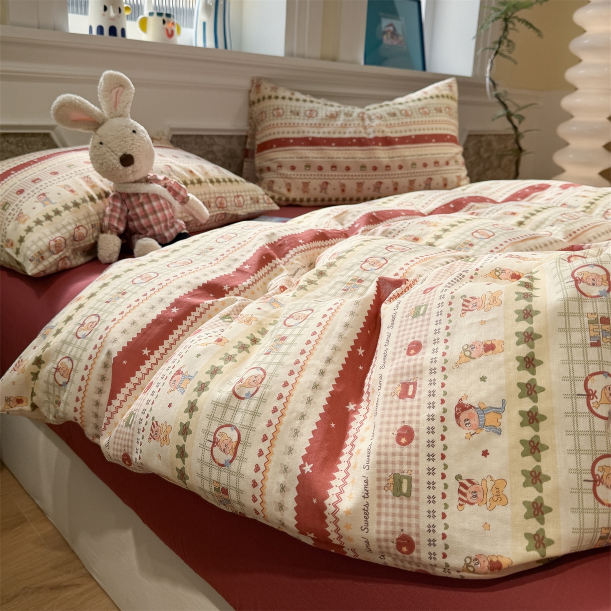 91家纺网 家纺一手货源 找家纺 （总）塞纳 2026新款.全棉有氧双层纱四件套-场景一