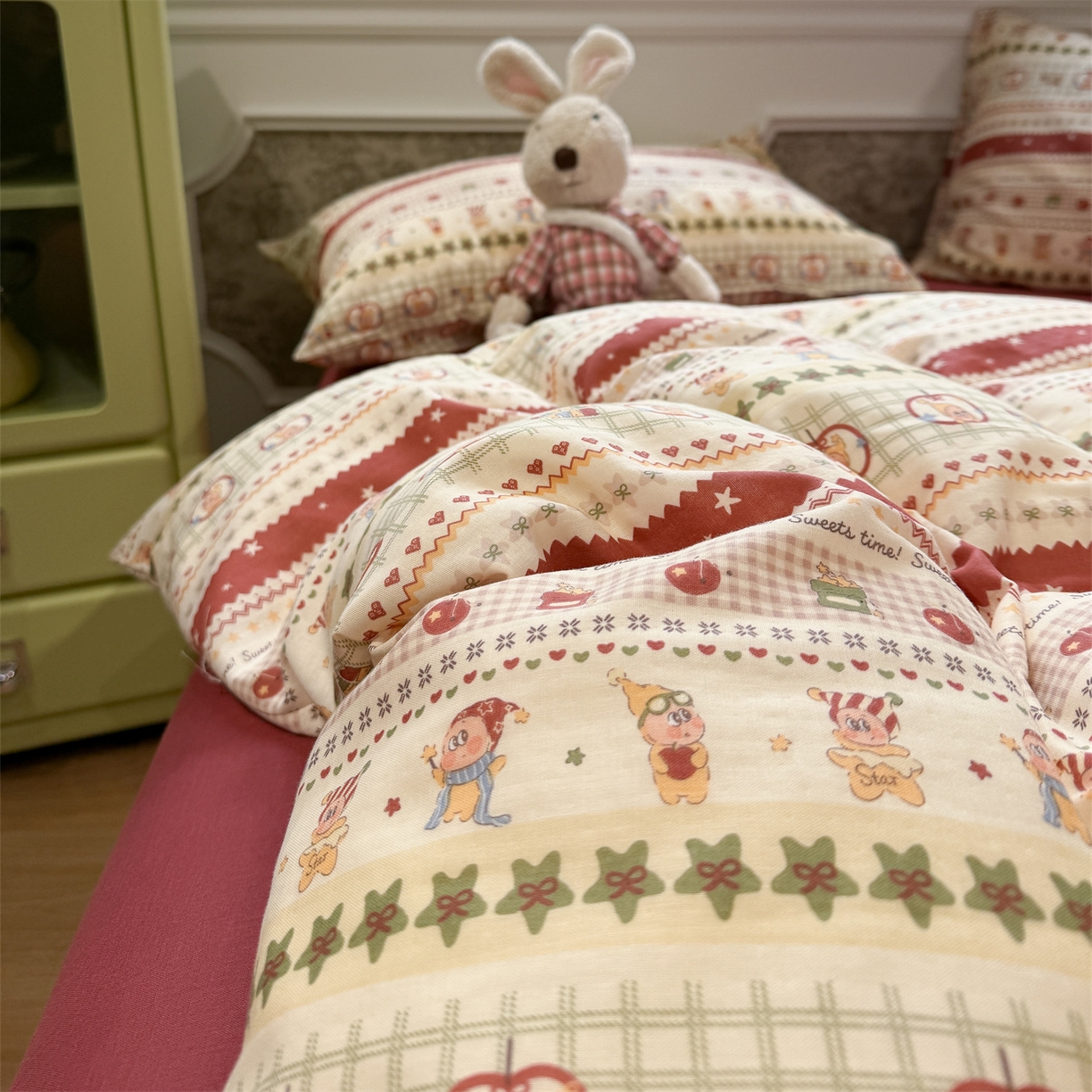 91家纺网 家纺一手货源 找家纺 （总）塞纳 2026新款.全棉有氧双层纱四件套-场景一