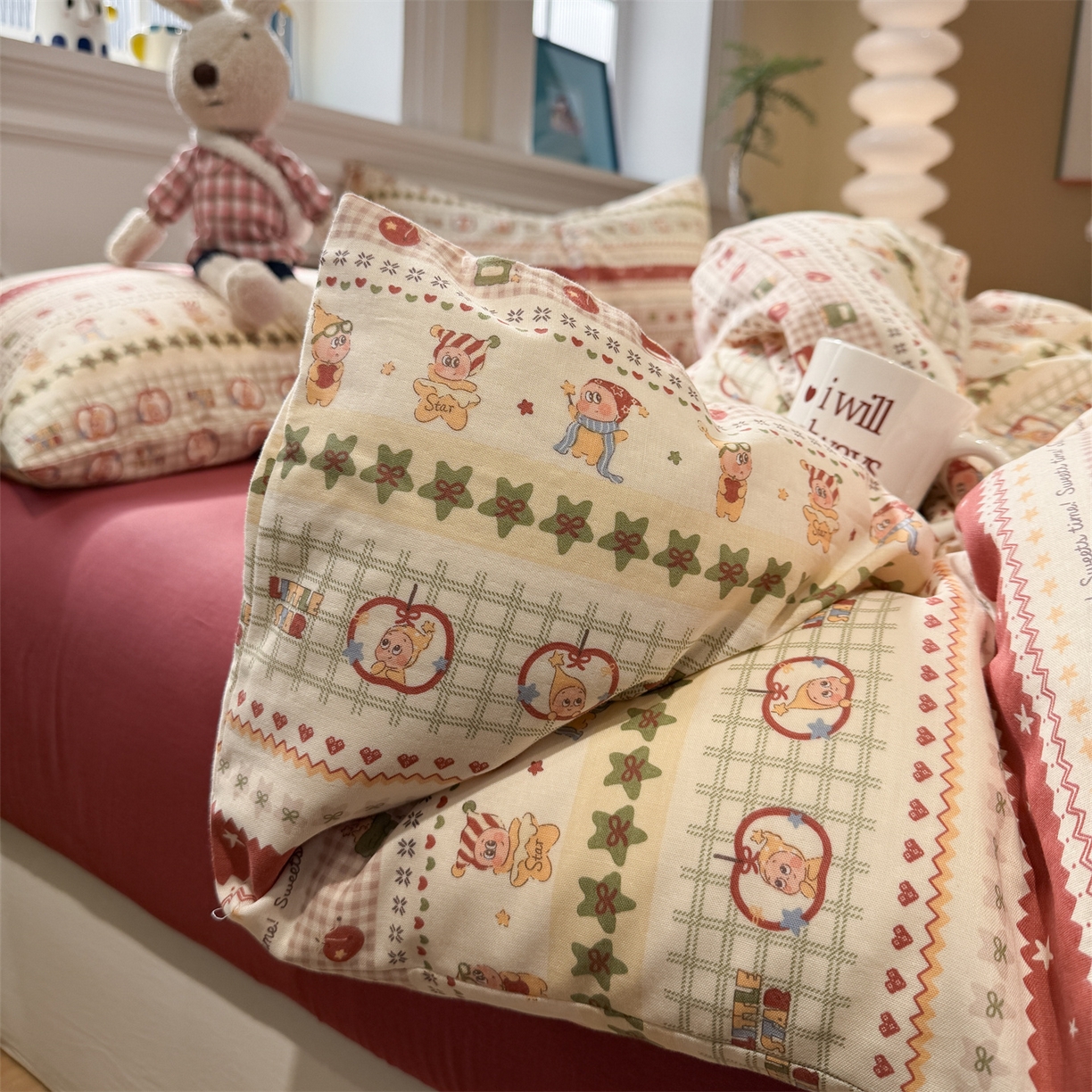 91家纺网 家纺一手货源 找家纺 （总）塞纳 2026新款.全棉有氧双层纱四件套-场景一