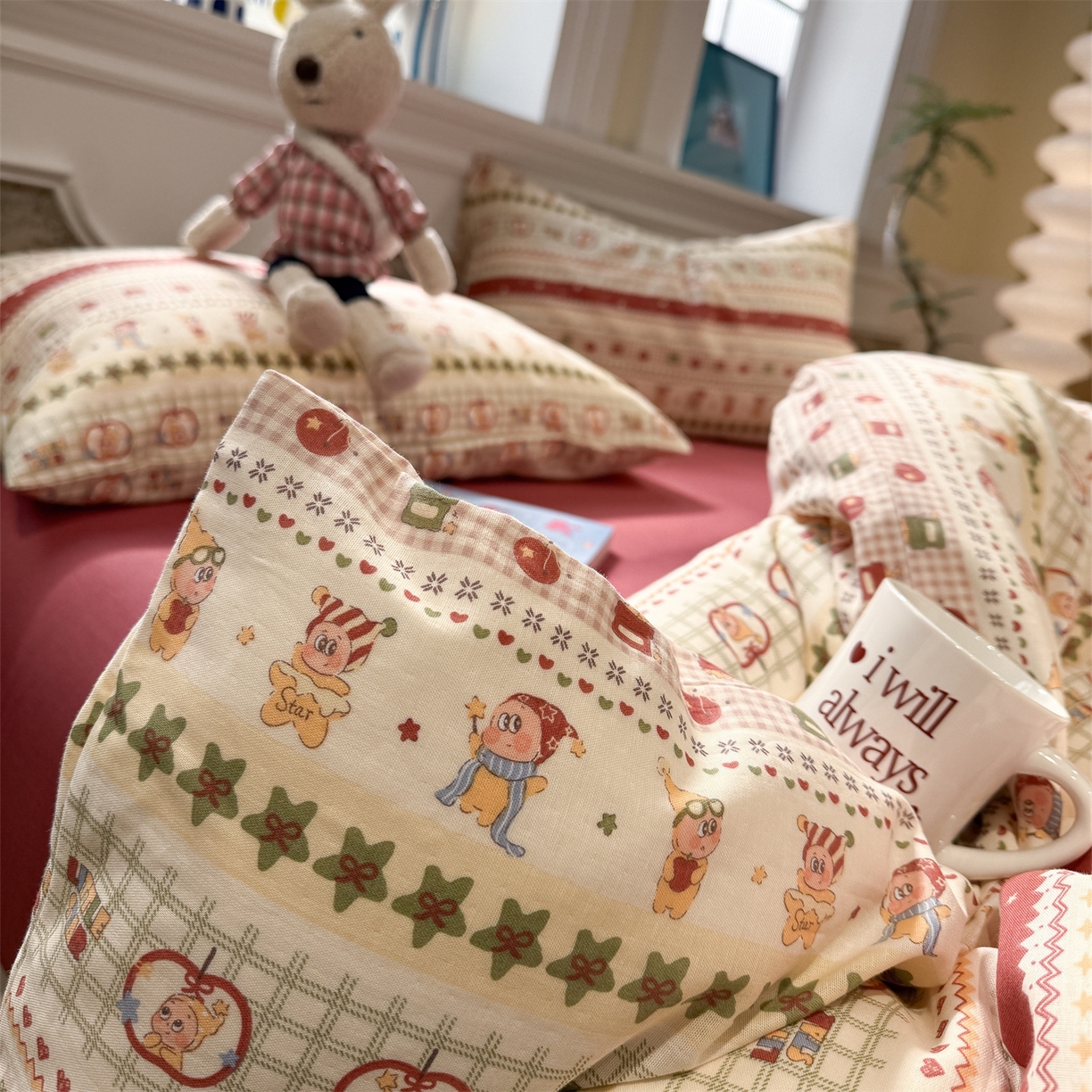 91家纺网 家纺一手货源 找家纺 （总）塞纳 2026新款.全棉有氧双层纱四件套-场景一