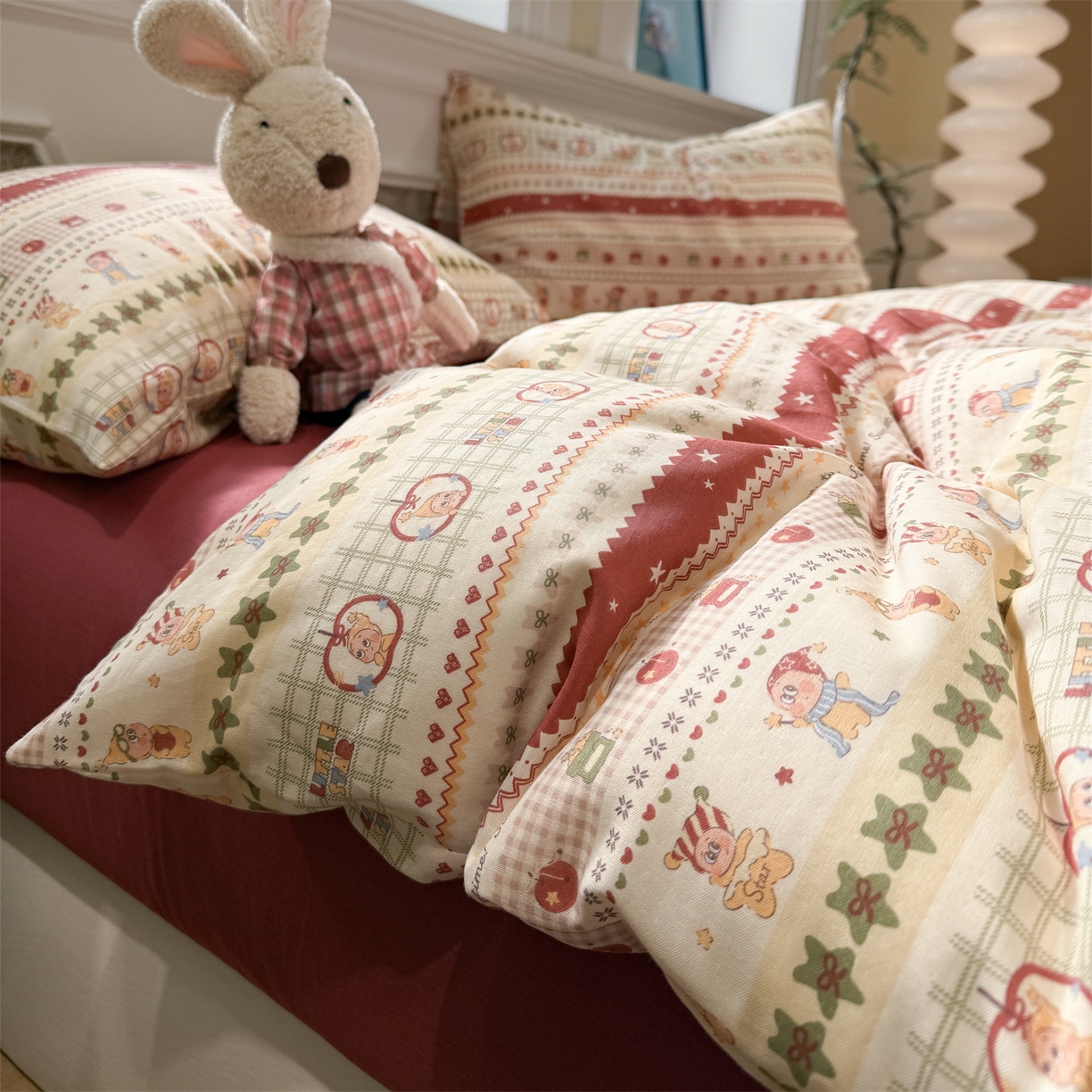 91家纺网 家纺一手货源 找家纺 （总）塞纳 2026新款.全棉有氧双层纱四件套-场景一