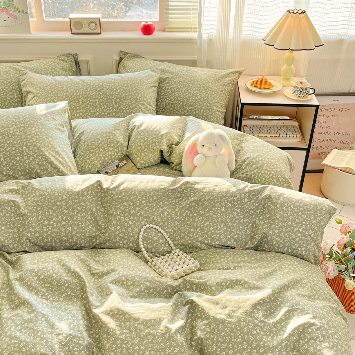 柠馨 2026新款13372全棉印花单被套被套单件-薇丽 彼岸-绿