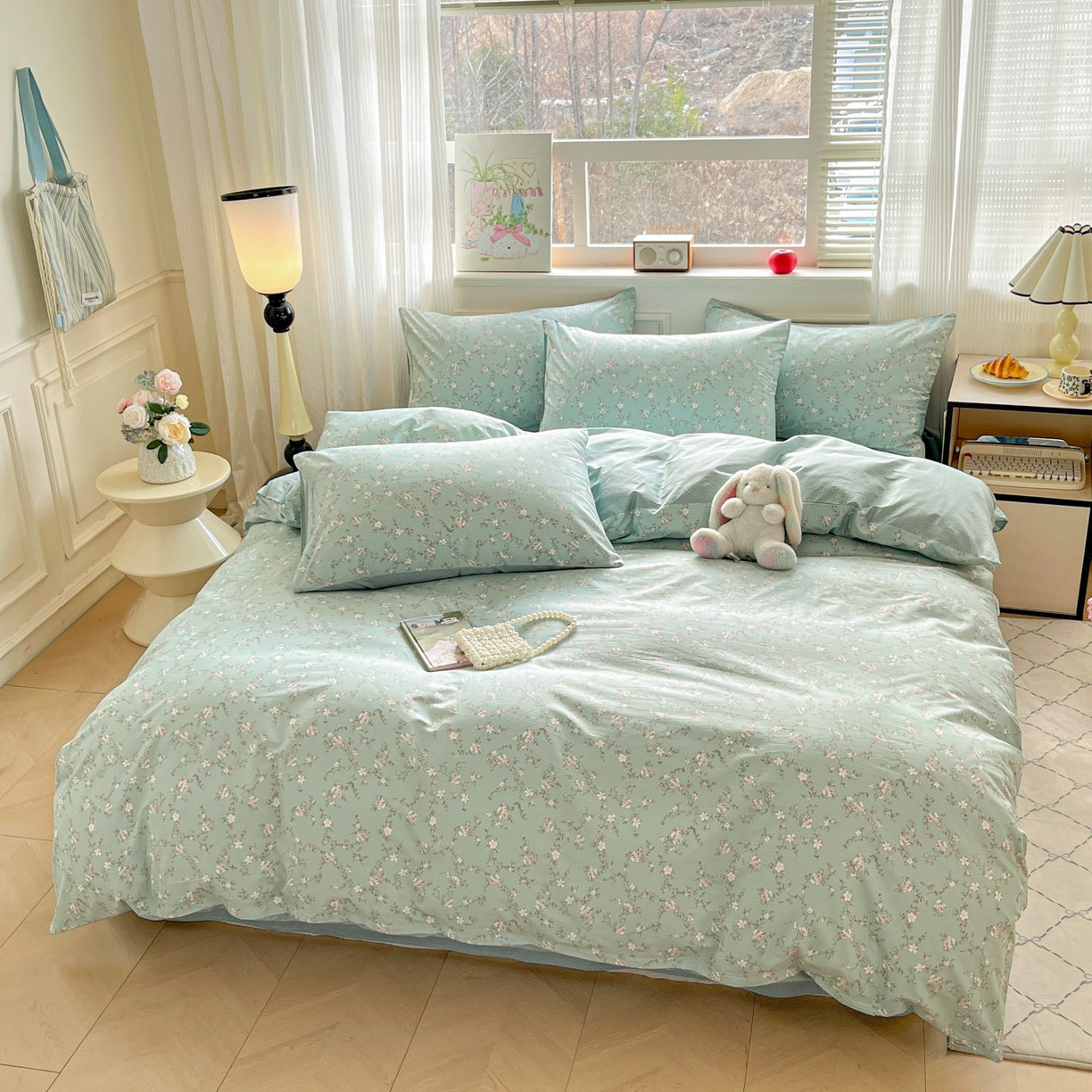 91家纺网 家纺一手货源 找家纺 柠馨 2026新款13372全棉印花单被套被套单件-薇丽 清曲