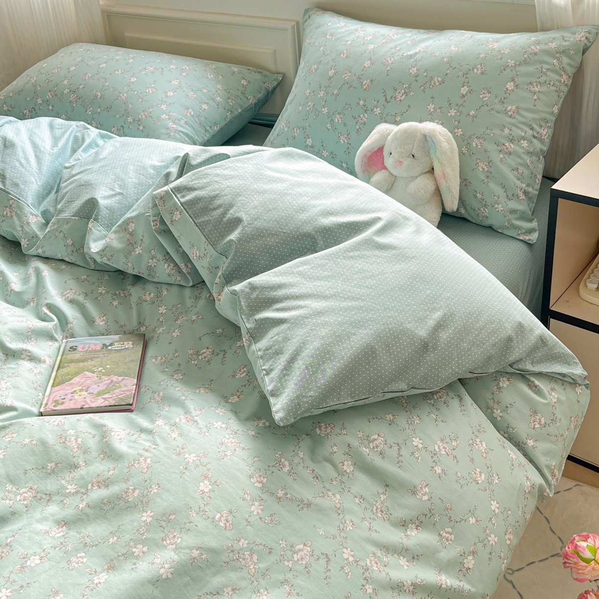 91家纺网 家纺一手货源 找家纺 柠馨 2026新款13372全棉印花单被套被套单件-薇丽 清曲