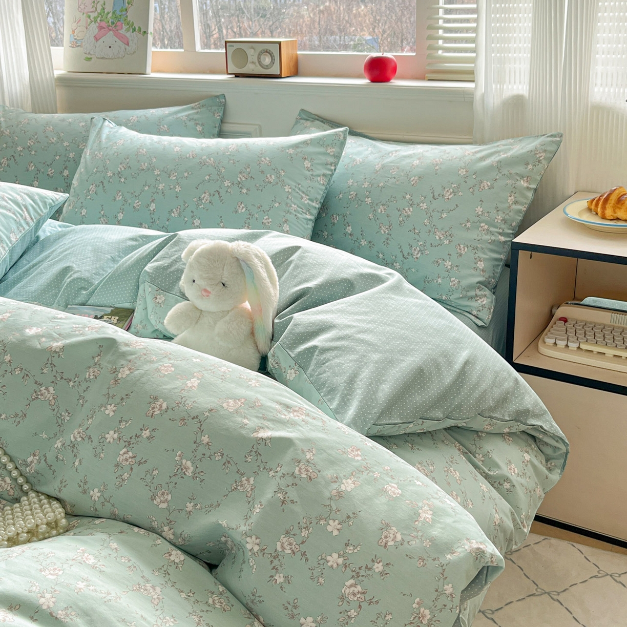 91家纺网 家纺一手货源 找家纺 柠馨 2026新款13372全棉印花单被套被套单件-薇丽 清曲