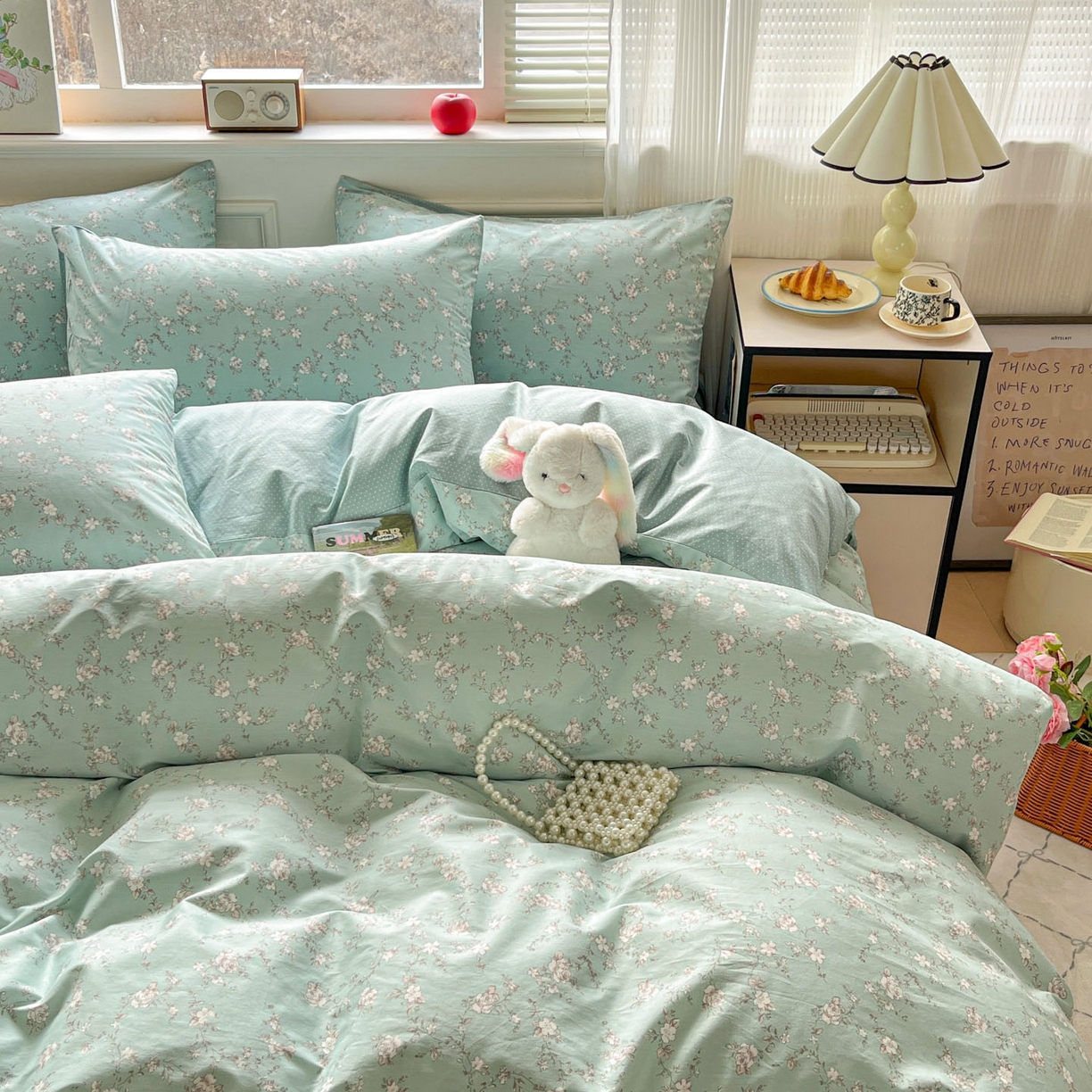 柠馨 2026新款13372全棉印花单被套被套单件-薇丽 清曲