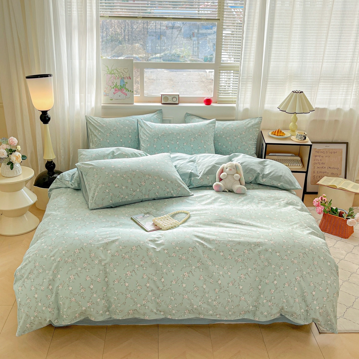 91家纺网 家纺一手货源 找家纺 柠馨 2026新款13372全棉印花单被套被套单件-薇丽 清曲