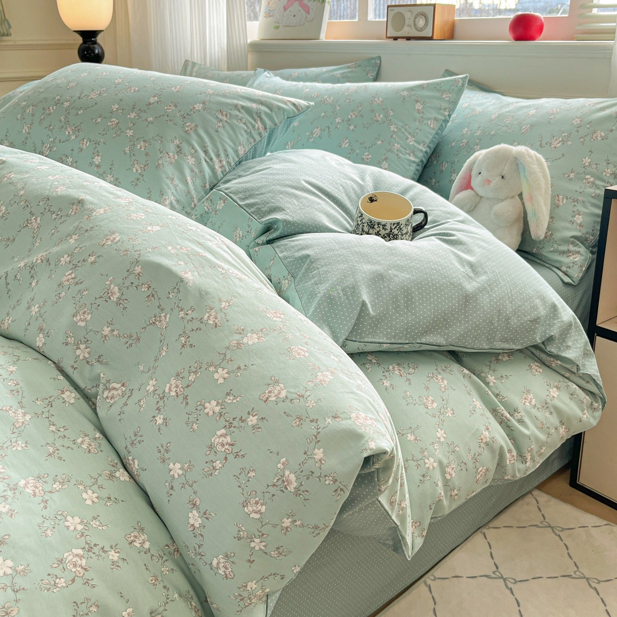 91家纺网 家纺一手货源 找家纺 柠馨 2026新款13372全棉印花单被套被套单件-薇丽 清曲