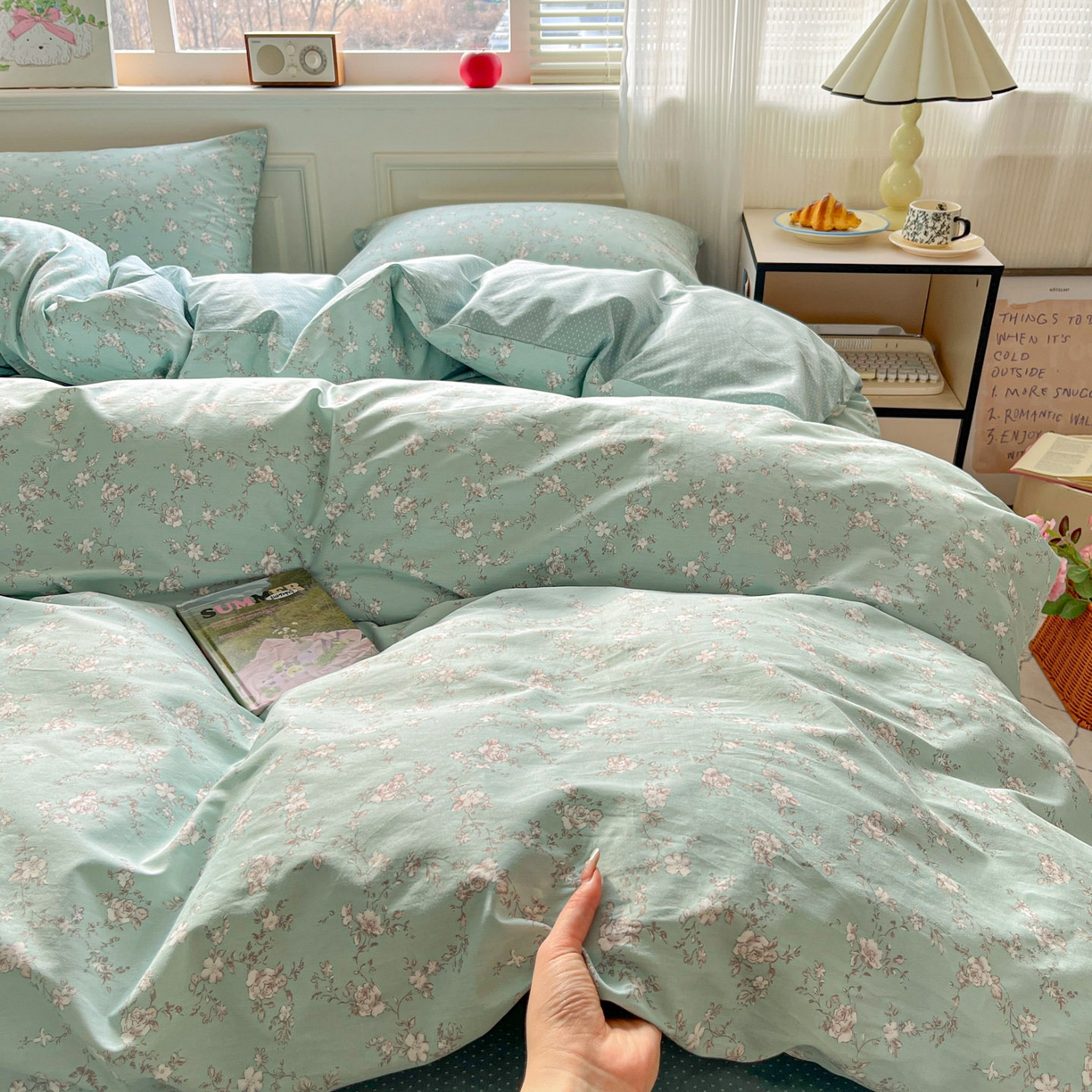 91家纺网 家纺一手货源 找家纺 柠馨 2026新款13372全棉印花单被套被套单件-薇丽 清曲