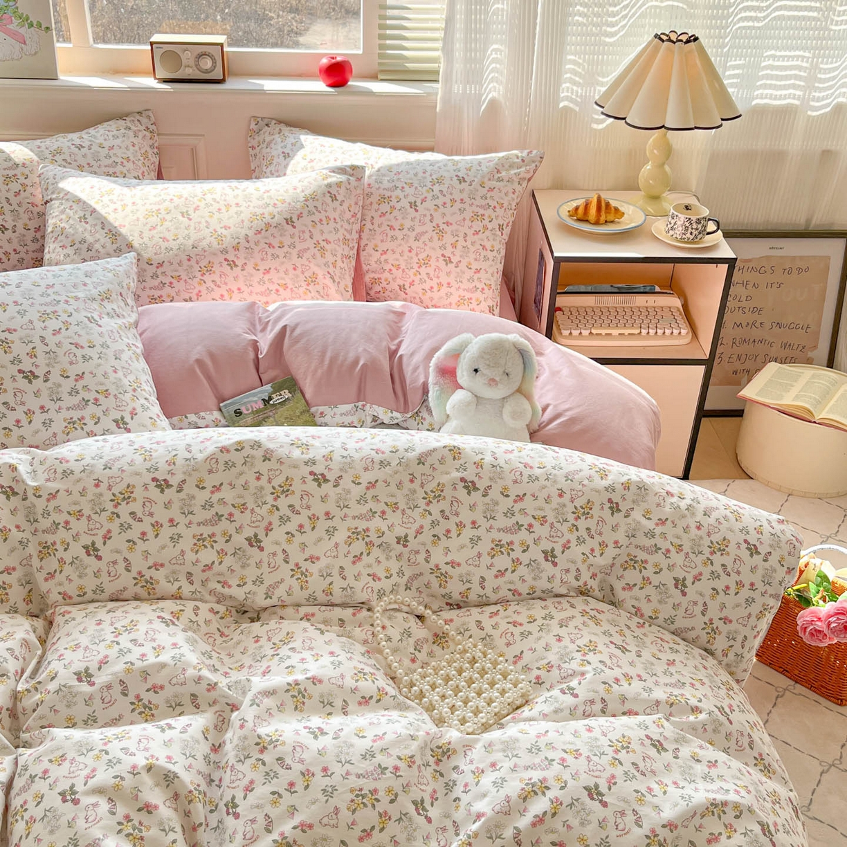 柠馨 2026新款13372全棉印花单被套被套单件-薇丽 蜜桃兔