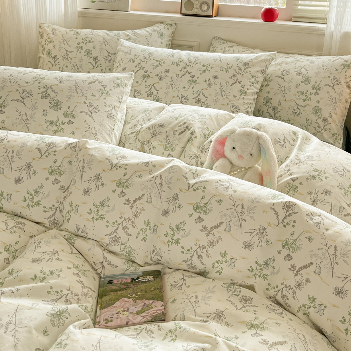 91家纺网 家纺一手货源 找家纺 柠馨 2026新款13372全棉印花单被套被套单件-薇丽 纯真-绿