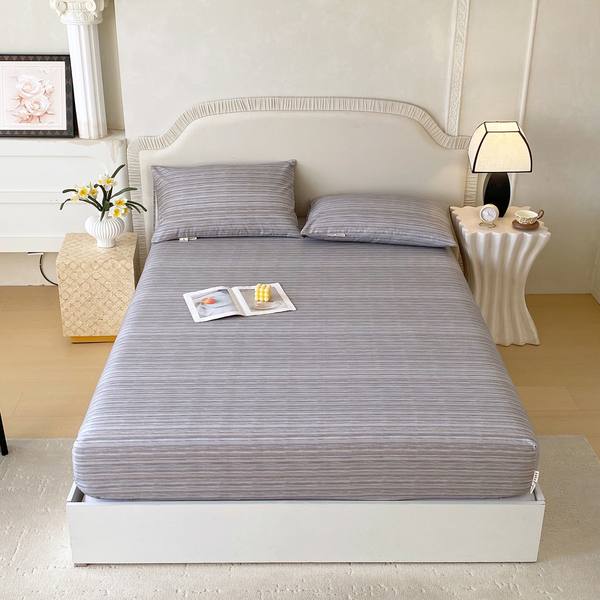 春皖家纺 2026春夏新品简约款老粗布系列床笠品单床笠 床笠单件 知一Y