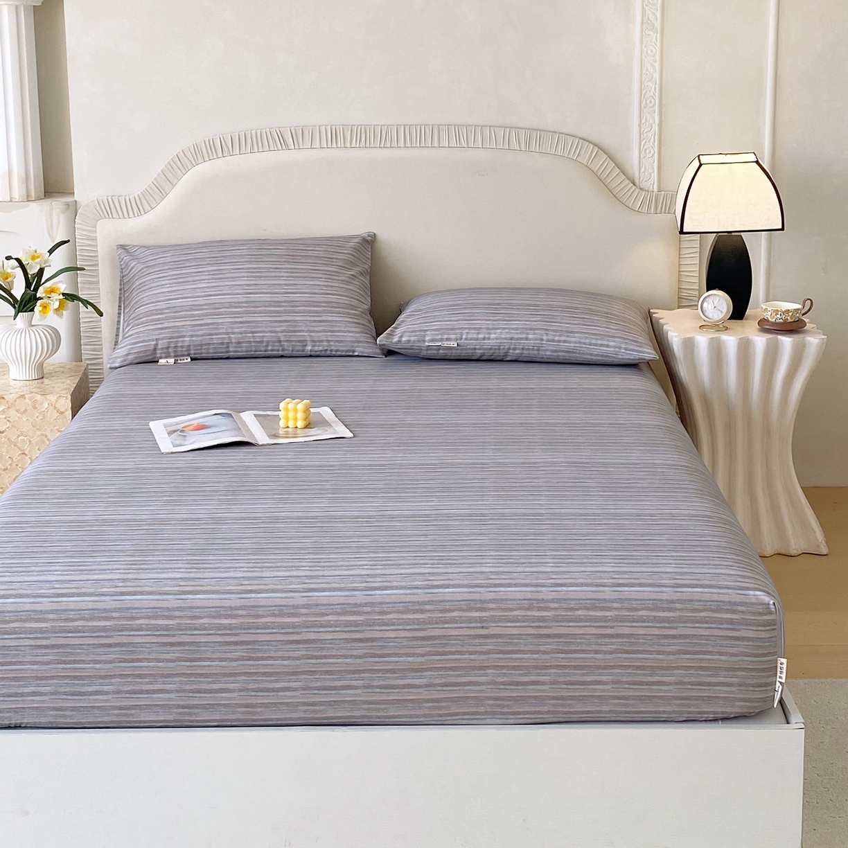 91家纺网 家纺一手货源 找家纺 春皖家纺 2026春夏新品简约款老粗布系列床笠品单床笠 床笠单件 知一Y