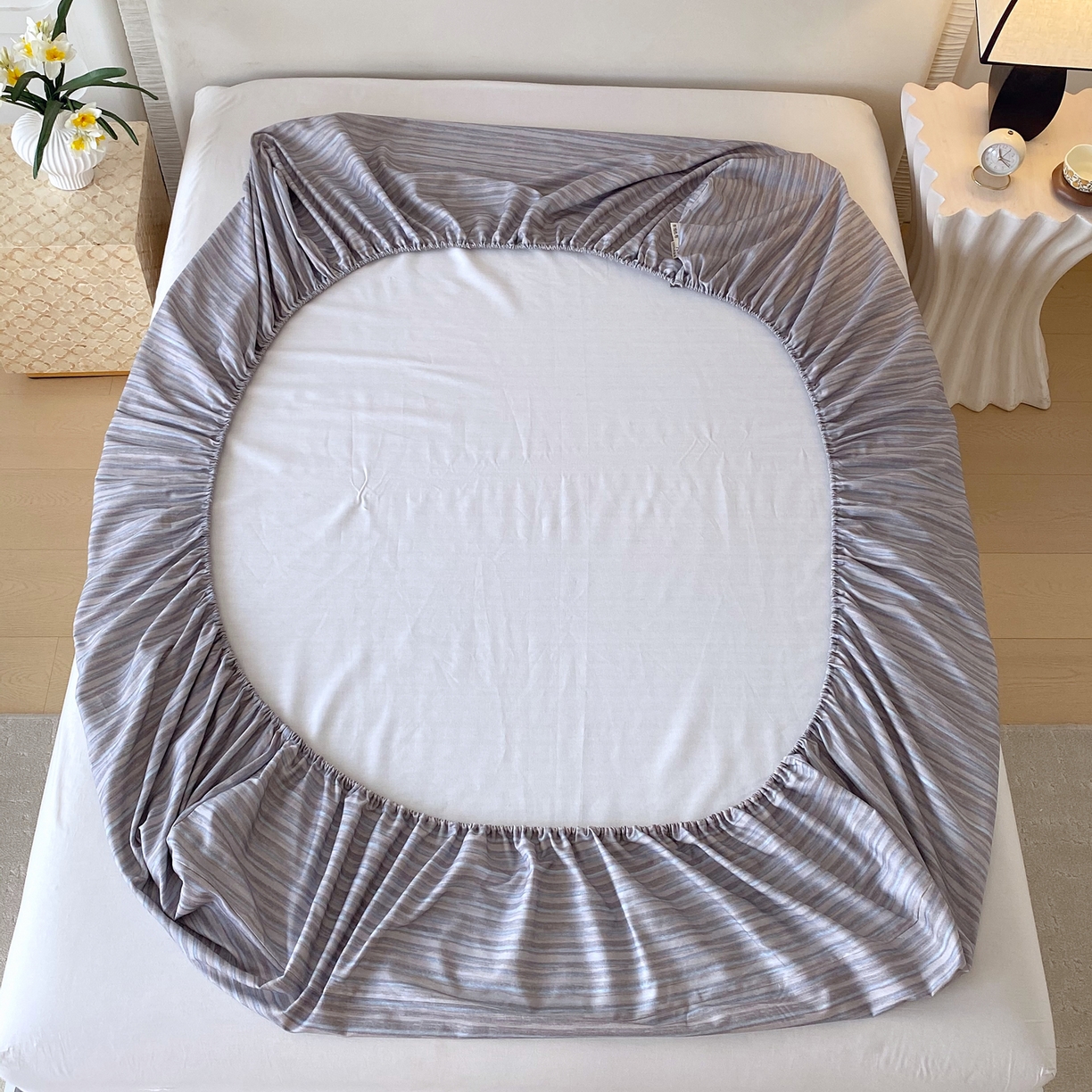 91家纺网 家纺一手货源 找家纺 春皖家纺 2026春夏新品简约款老粗布系列床笠品单床笠 床笠单件 知一Y