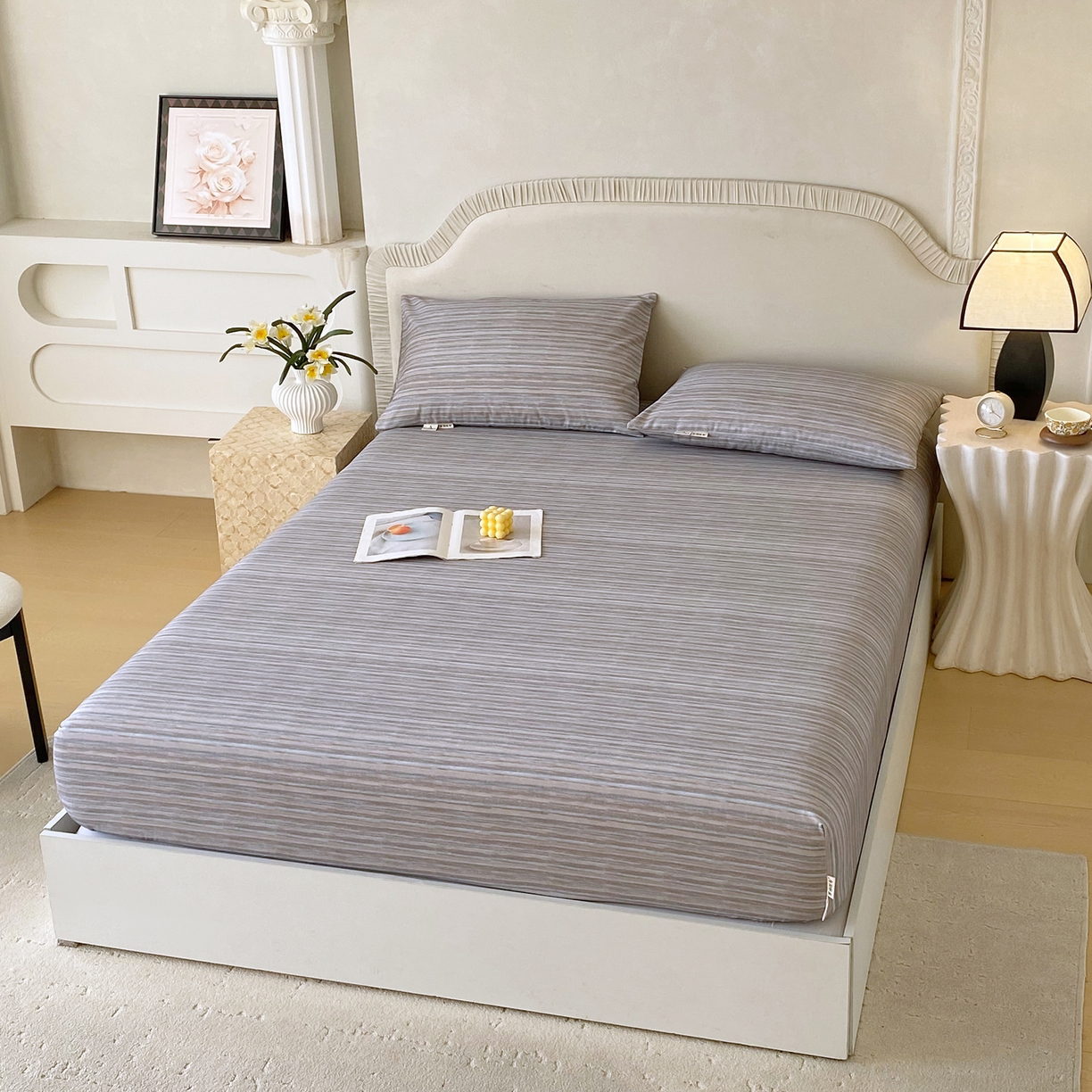 91家纺网 家纺一手货源 找家纺 春皖家纺 2026春夏新品简约款老粗布系列床笠品单床笠 床笠单件 知一Y