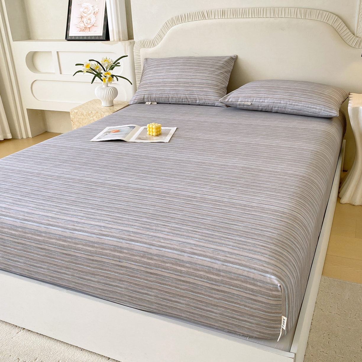 91家纺网 家纺一手货源 找家纺 春皖家纺 2026春夏新品简约款老粗布系列床笠品单床笠 床笠单件 知一Y