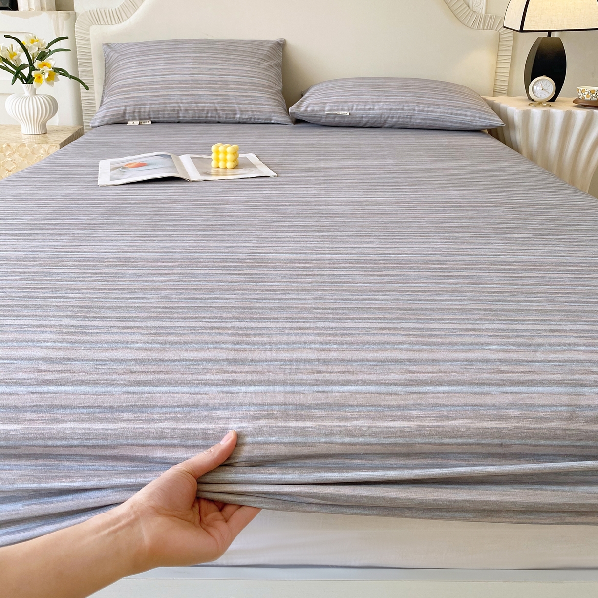 91家纺网 家纺一手货源 找家纺 春皖家纺 2026春夏新品简约款老粗布系列床笠品单床笠 床笠单件 知一Y