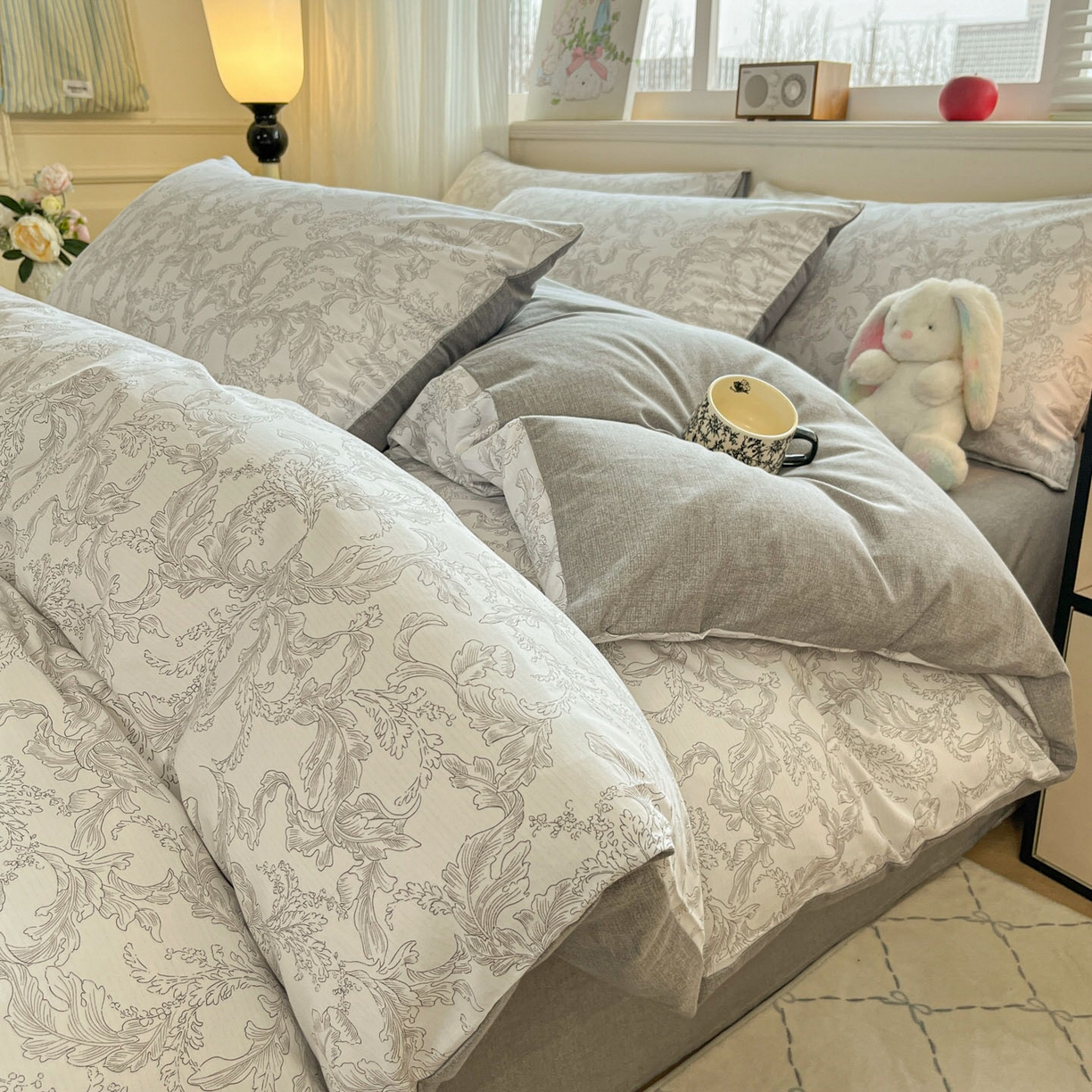 91家纺网 家纺一手货源 找家纺 柠馨 2026新款13372全棉印花单被套被套单件-薇丽 浓墨