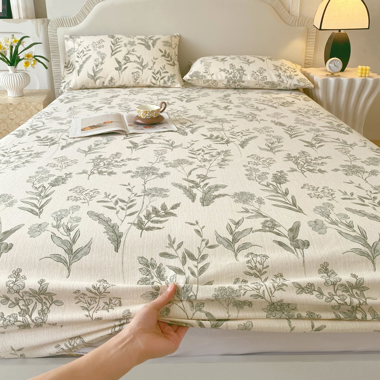 91家纺网 家纺一手货源 找家纺 春皖家纺 2026春夏新品简约款老粗布系列床笠品单床笠 床笠单件 子青