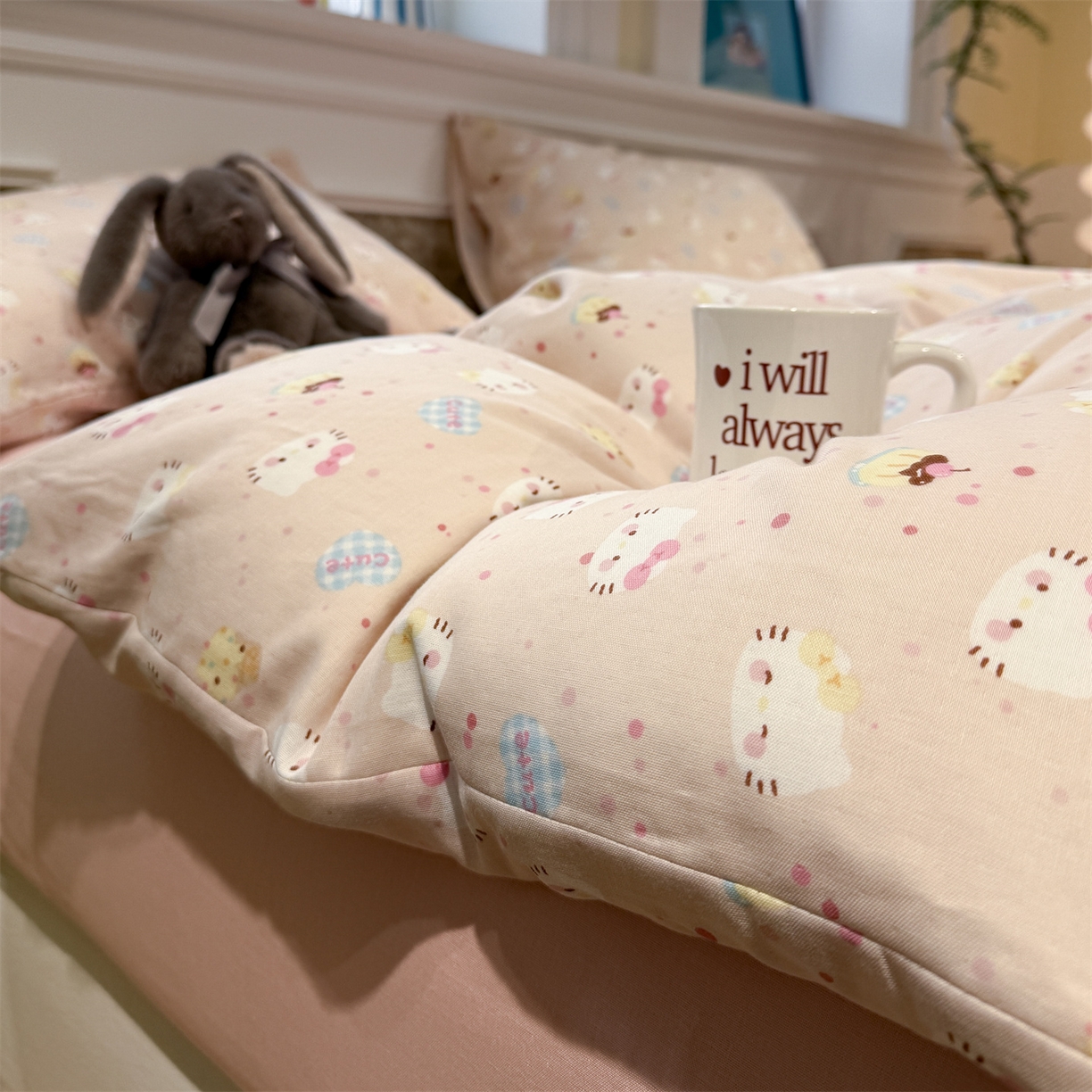 塞纳 2026新款.全棉有氧双层纱四件套-场景一 凯特猫