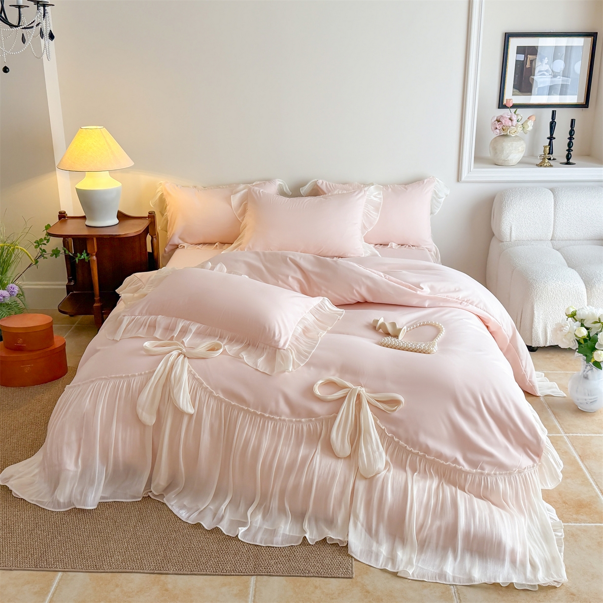 91家纺网 家纺一手货源 找家纺 （总）吾欢心 2026春夏新款公主风索菲亚四件套