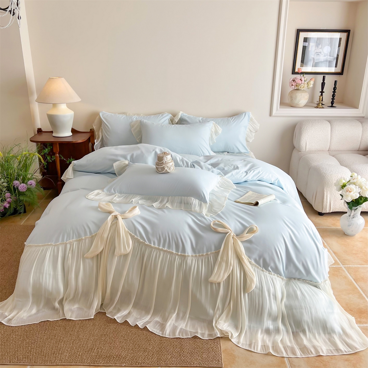 91家纺网 家纺一手货源 找家纺 （总）吾欢心 2026春夏新款公主风索菲亚四件套