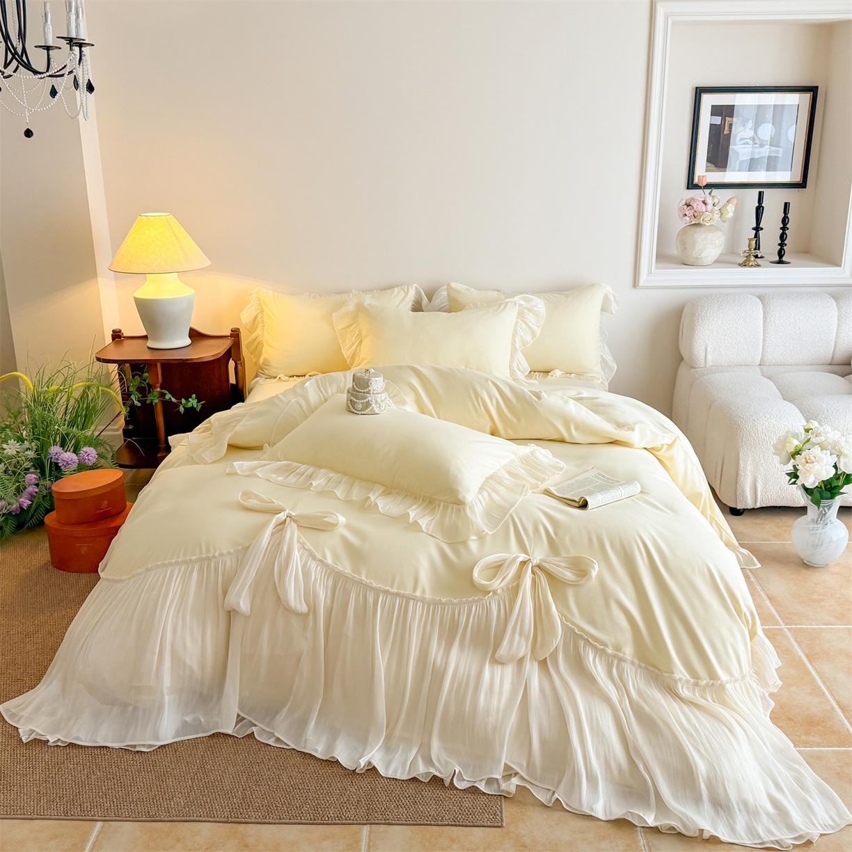 91家纺网 家纺一手货源 找家纺 （总）吾欢心 2026春夏新款公主风索菲亚四件套