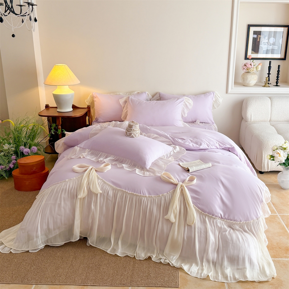 91家纺网 家纺一手货源 找家纺 （总）吾欢心 2026春夏新款公主风索菲亚四件套