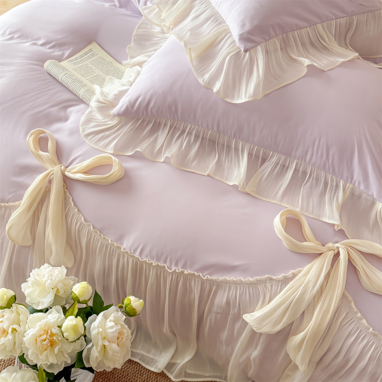 91家纺网 家纺一手货源 找家纺 吾欢心 2026春夏新款公主风索菲亚四件套 索菲亚紫