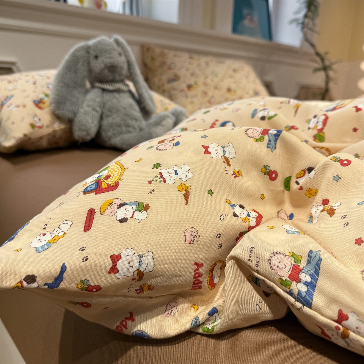 91家纺网 家纺一手货源 找家纺 塞纳 2026新款.全棉有氧双层纱四件套-场景一 游乐园