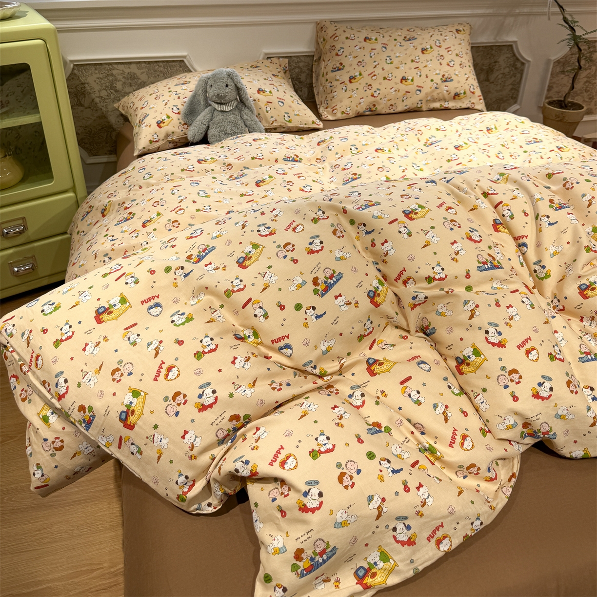 91家纺网 家纺一手货源 找家纺 塞纳 2026新款.全棉有氧双层纱四件套-场景一 游乐园