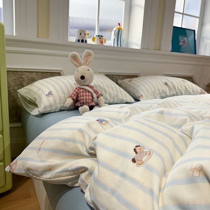 91家纺网 家纺一手货源 找家纺 （总）塞纳 2026新款.全棉有氧双层纱四件套-场景二