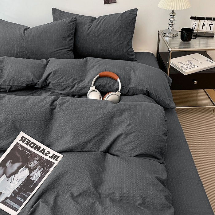 91家纺网 家纺一手货源 找家纺 （总）彩韵家纺 2026新款软糯泡芙纱纯色四件套