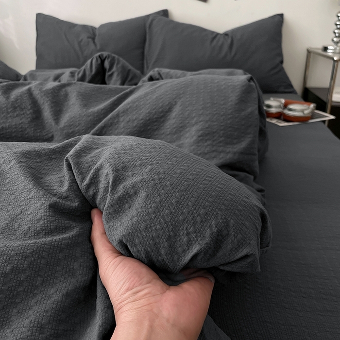 91家纺网 家纺一手货源 找家纺 （总）彩韵家纺 2026新款软糯泡芙纱纯色四件套