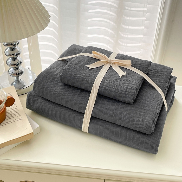 91家纺网 家纺一手货源 找家纺 （总）彩韵家纺 2026新款软糯泡芙纱纯色四件套