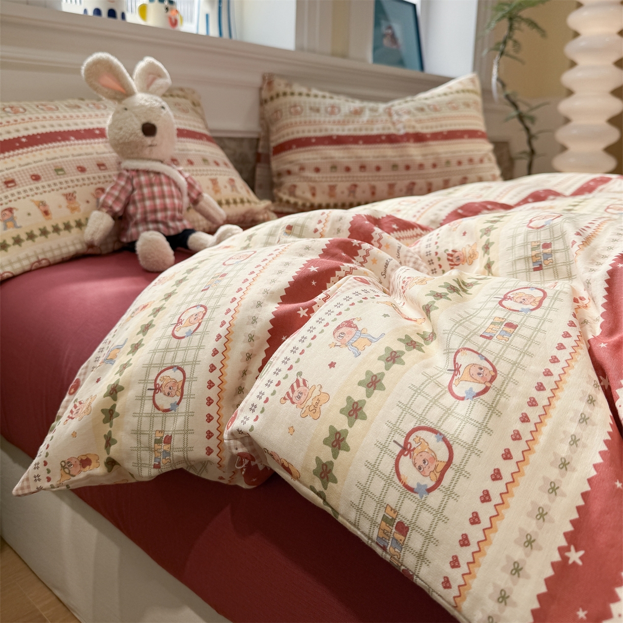 塞纳 2026新款.全棉有氧双层纱四件套-场景二 北欧甜梦