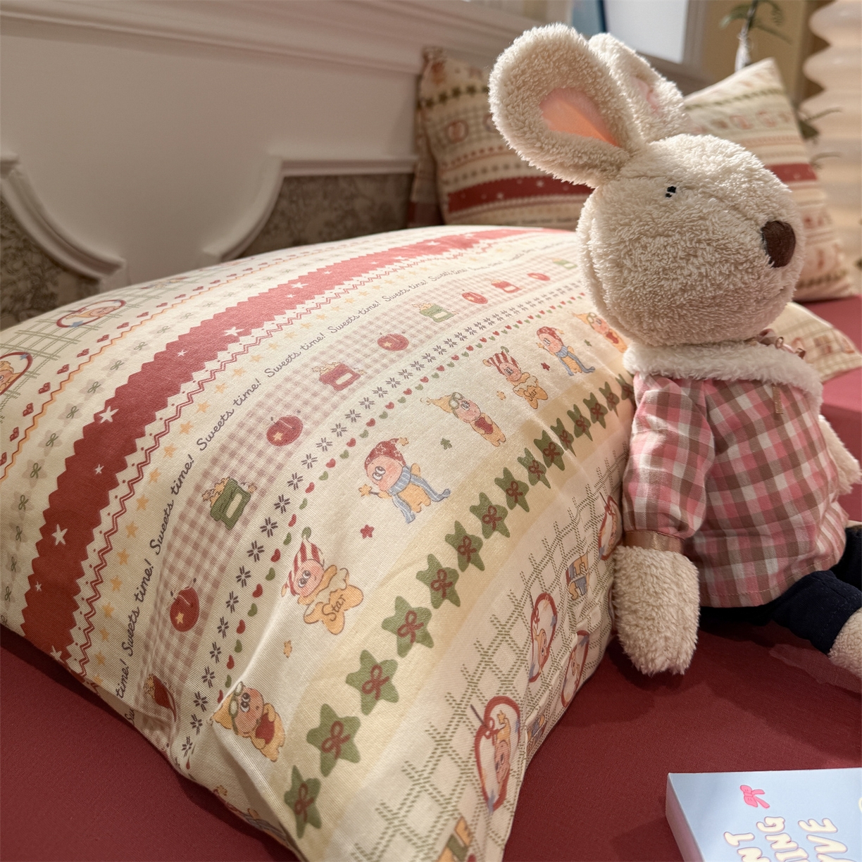 91家纺网 家纺一手货源 找家纺 塞纳 2026新款.全棉有氧双层纱四件套-场景二 北欧甜梦