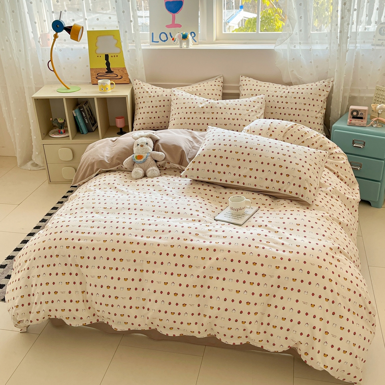 91家纺网 家纺一手货源 找家纺 （总）柠馨 2026春夏新款13372全棉纯棉印花四件套-芙拉系列