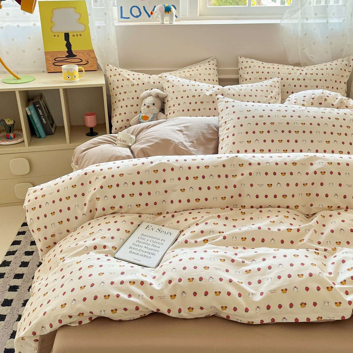 91家纺网 家纺一手货源 找家纺 （总）柠馨 2026春夏新款13372全棉纯棉印花四件套-芙拉系列