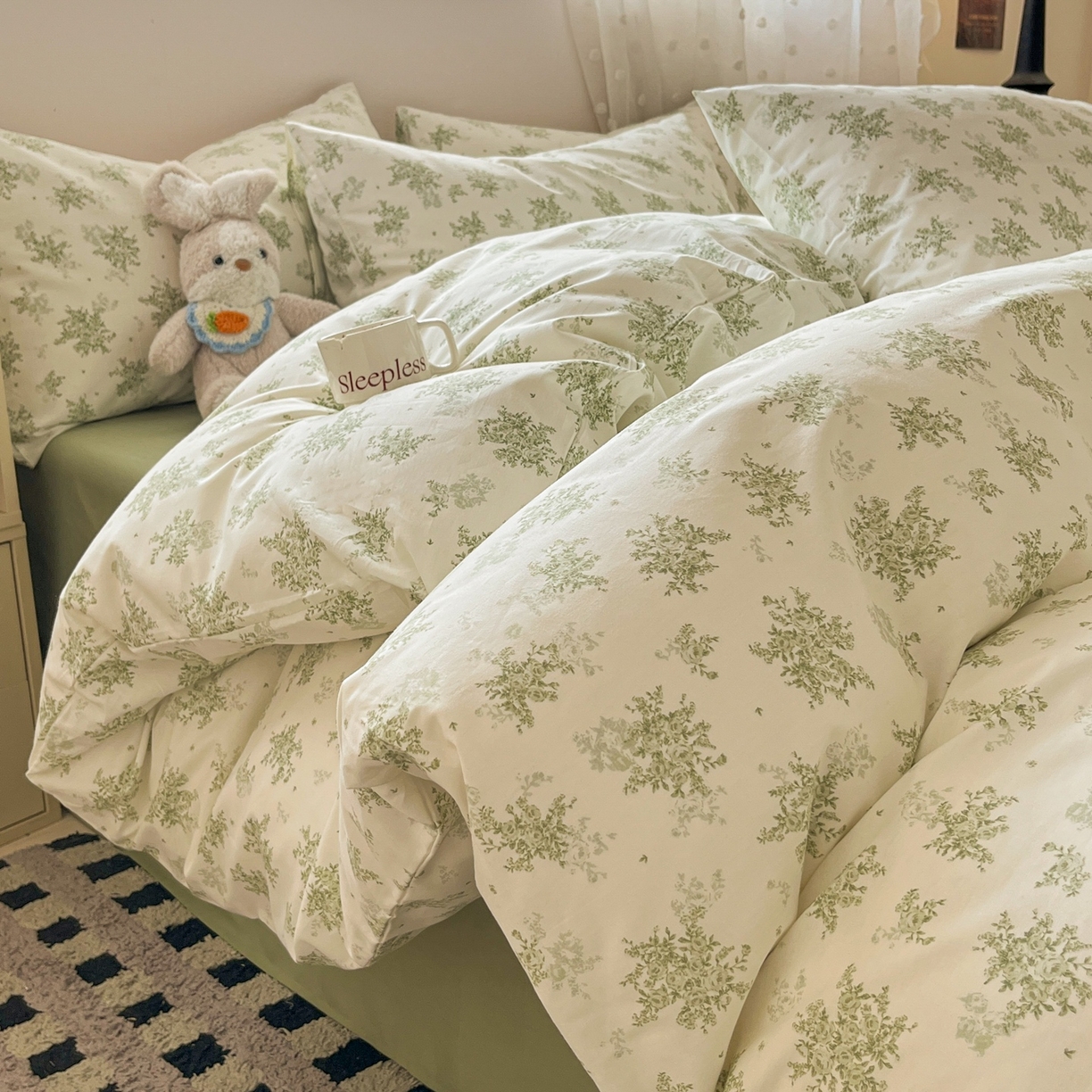 91家纺网 家纺一手货源 找家纺 （总）柠馨 2026春夏新款13372全棉纯棉印花四件套-芙拉系列