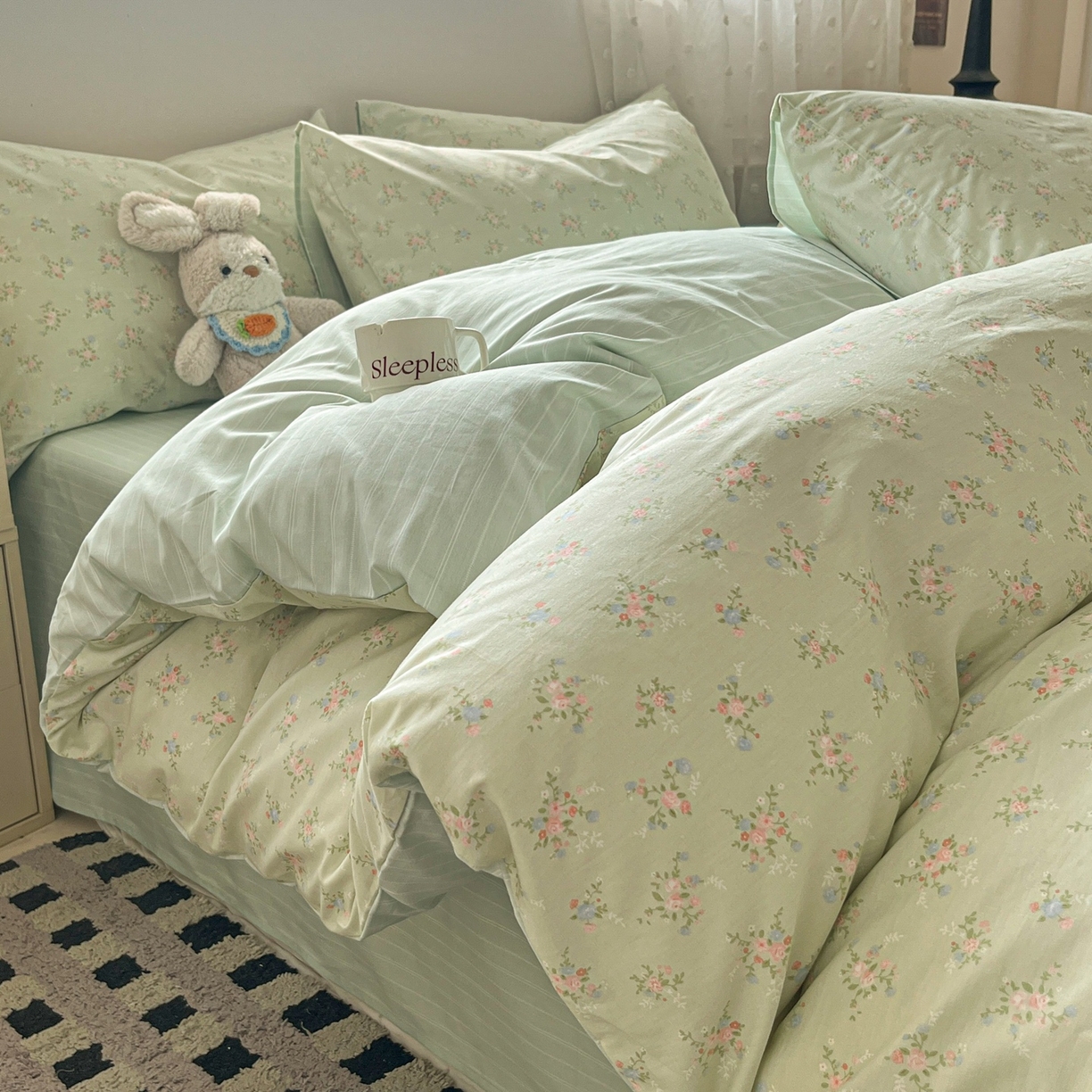 91家纺网 家纺一手货源 找家纺 （总）柠馨 2026春夏新款13372全棉纯棉印花四件套-芙拉系列