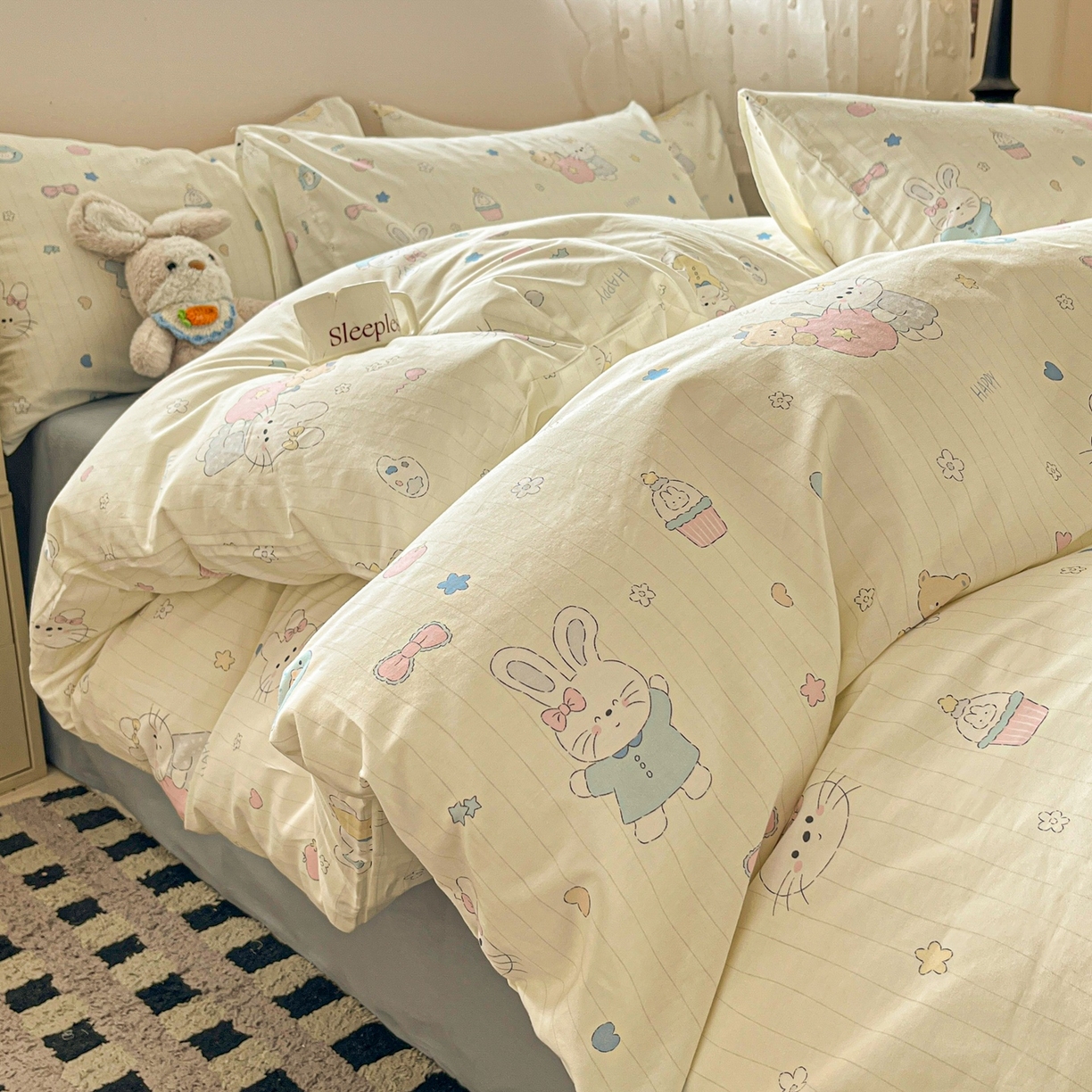 91家纺网 家纺一手货源 找家纺 （总）柠馨 2026春夏新款13372全棉纯棉印花四件套-芙拉系列