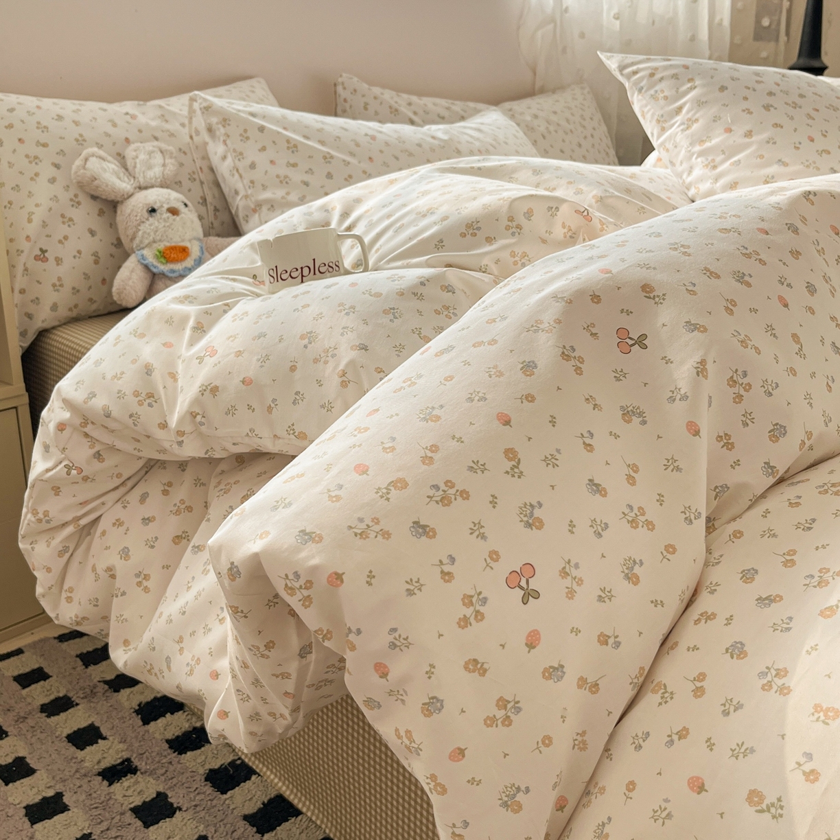 91家纺网 家纺一手货源 找家纺 （总）柠馨 2026春夏新款13372全棉纯棉印花四件套-芙拉系列