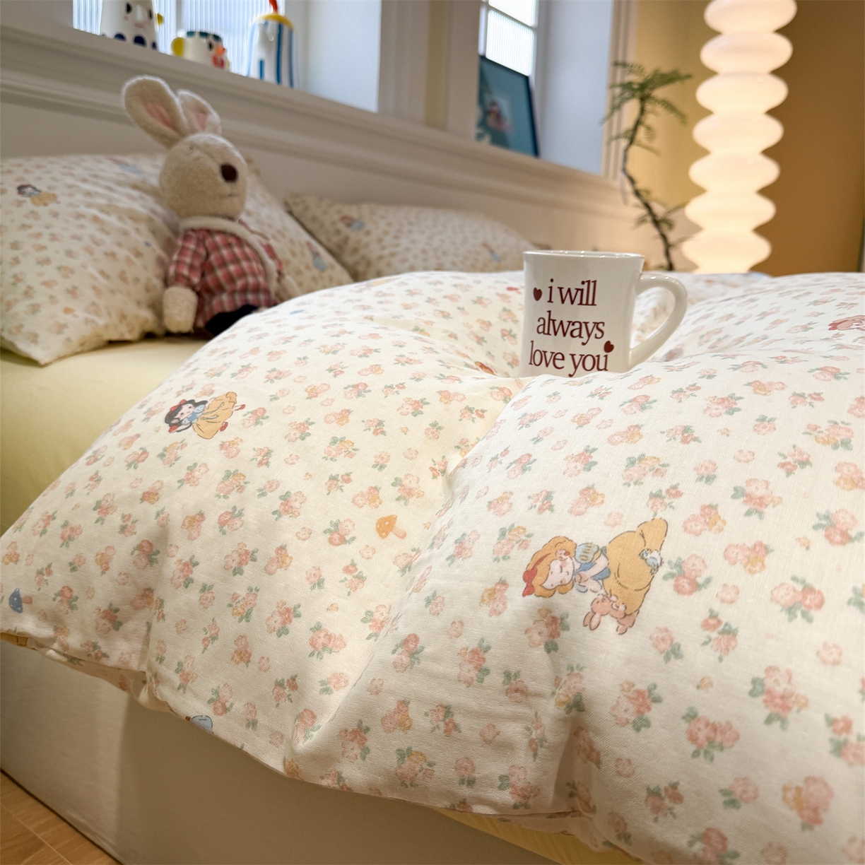 塞纳 2026新款.全棉有氧双层纱四件套-场景二 花田公主梦