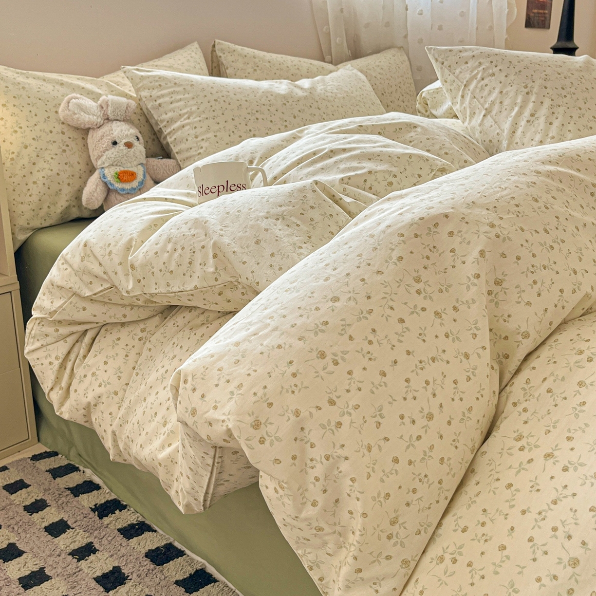 91家纺网 家纺一手货源 找家纺 （总）柠馨 2026春夏新款13372全棉纯棉印花四件套-芙拉系列