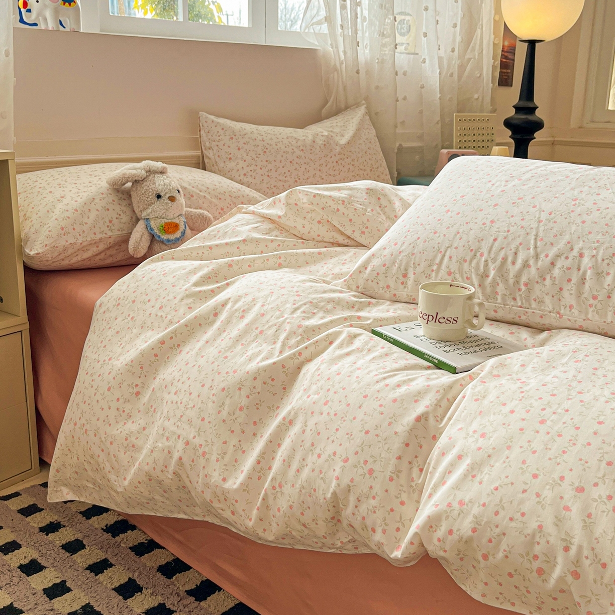 91家纺网 家纺一手货源 找家纺 柠馨 2026春夏新款13372全棉纯棉印花四件套-芙拉系列 绵密