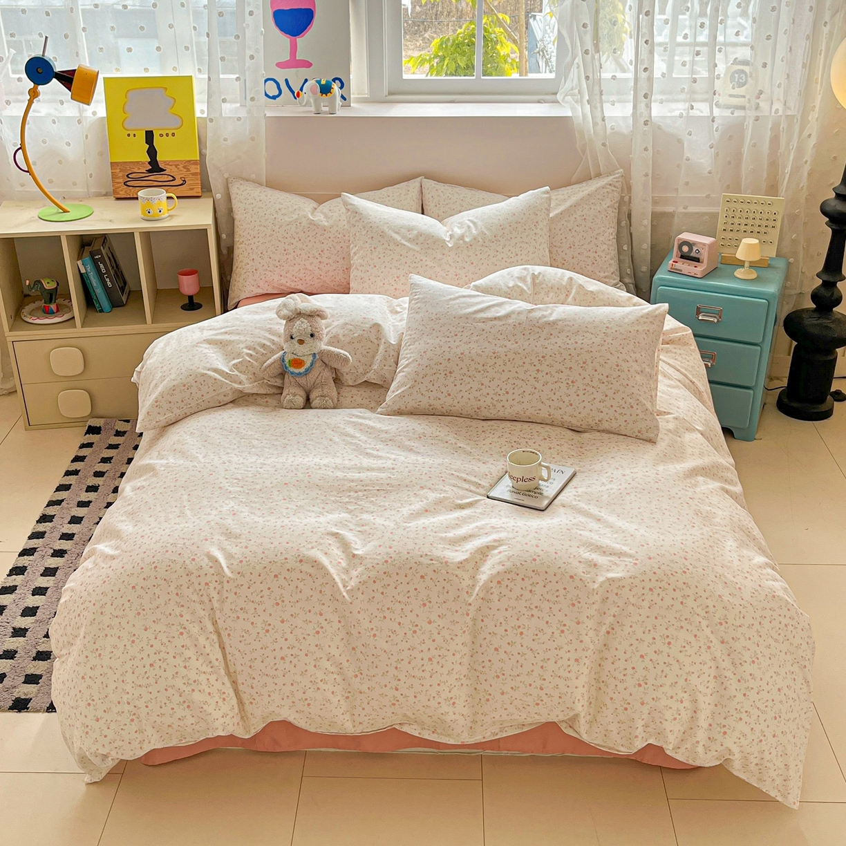 91家纺网 家纺一手货源 找家纺 柠馨 2026春夏新款13372全棉纯棉印花四件套-芙拉系列 绵密