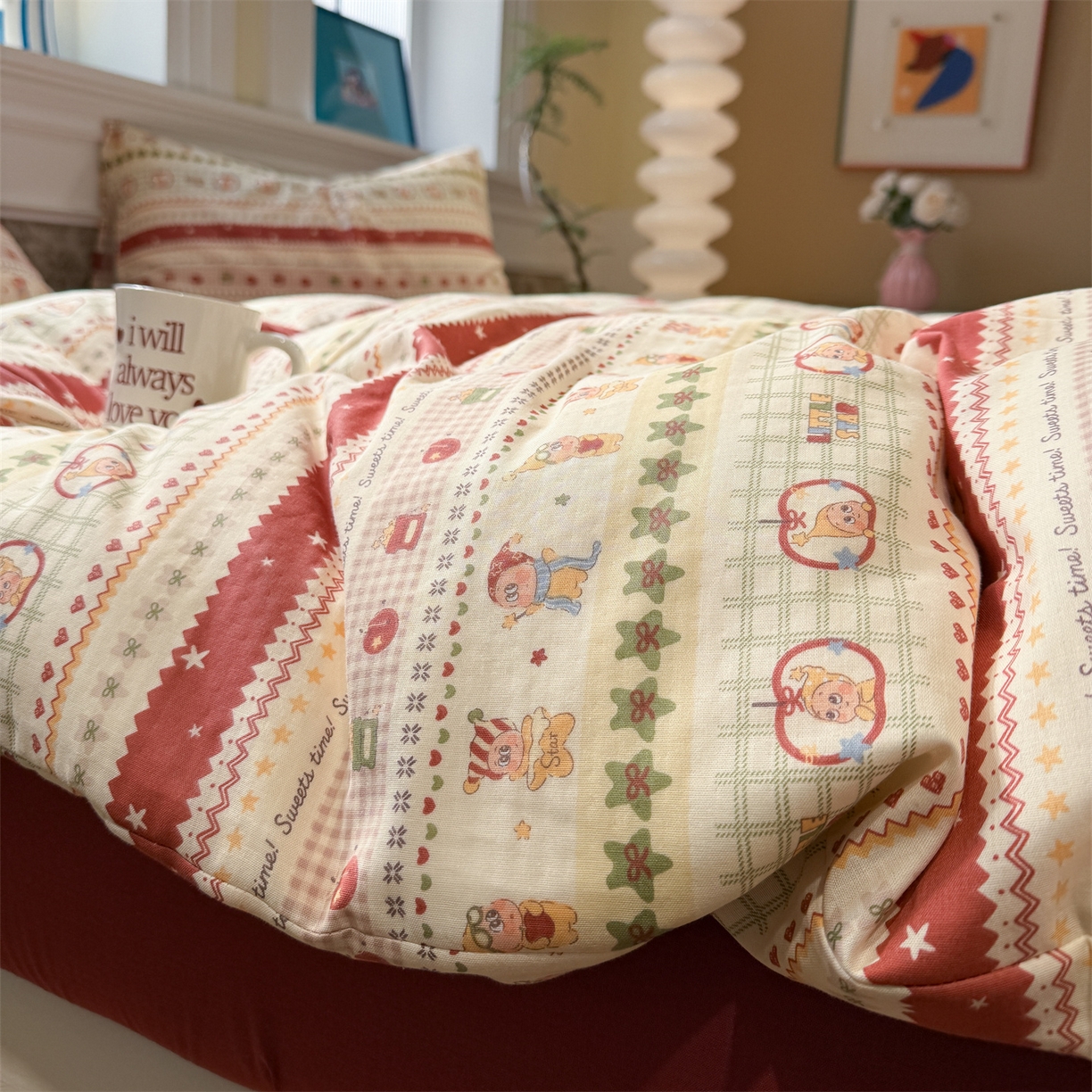 91家纺网 家纺一手货源 找家纺 （总）塞纳 2026新款.全棉有氧双层纱四件套-场景二