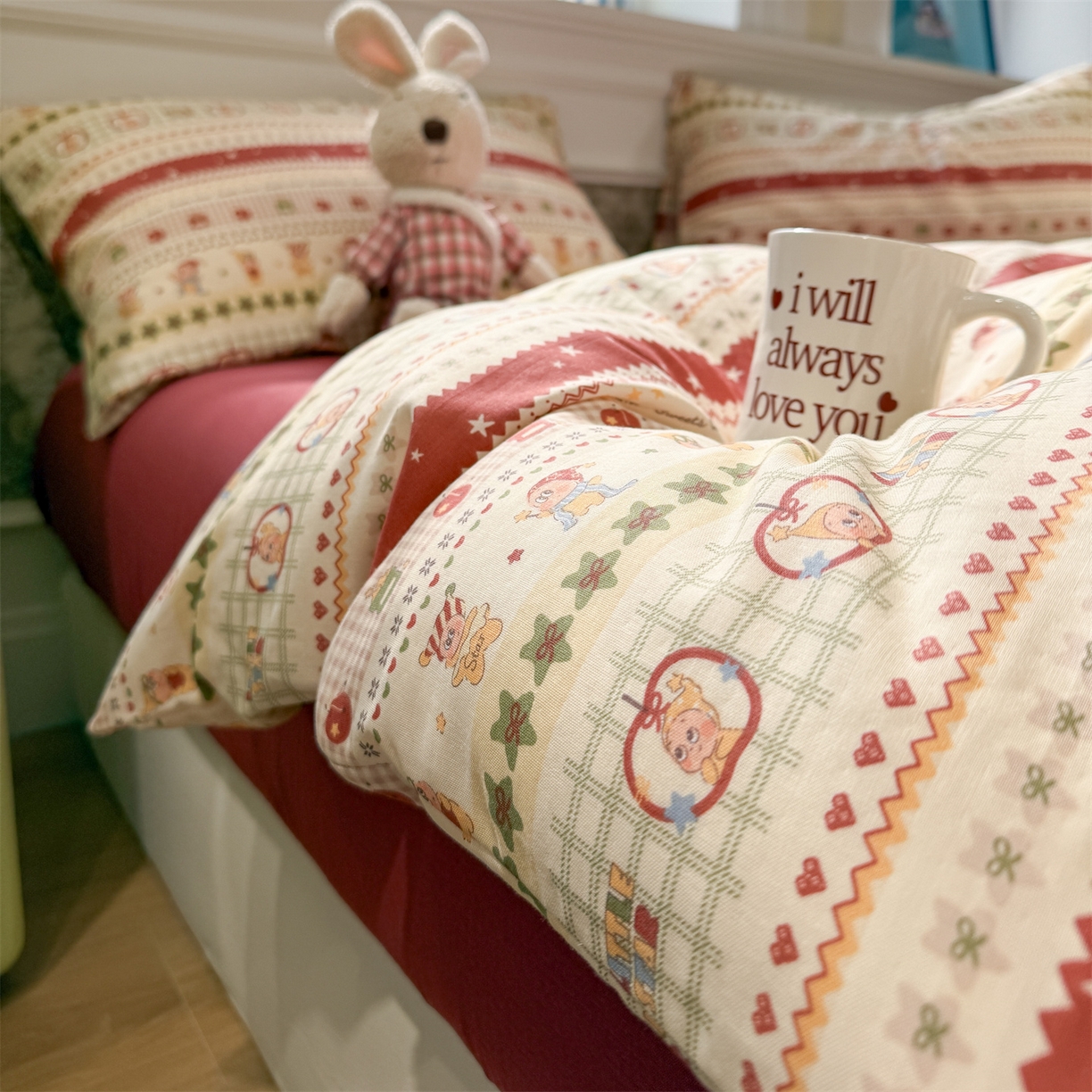 91家纺网 家纺一手货源 找家纺 （总）塞纳 2026新款.全棉有氧双层纱四件套-场景二